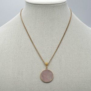 Genuine Rose Quartz stone with  link chain.